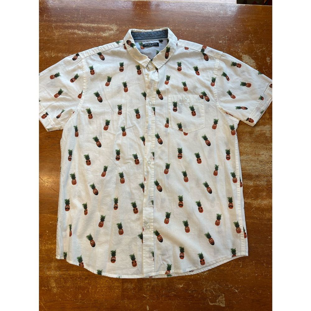 Brave Soul Pattern Pineapple Button Up